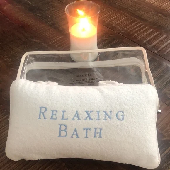 Spa Sister Relaxing Waffle Weave Embroidered Bath Pillow Relaxing Bath - Picture 2 of 7